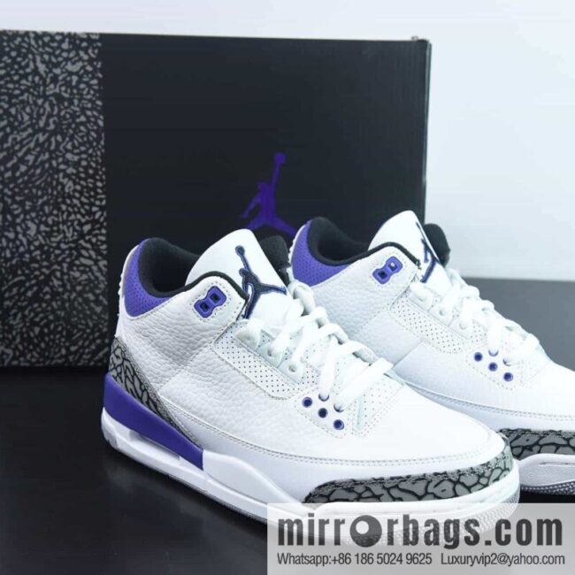 Air Jordan AJ3 Retro White Purple Sneakers Part Number: CT8532-105