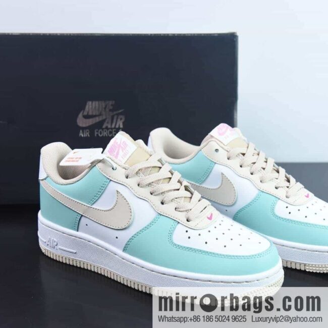 Nike Air Force 1 \'07 LV8 🥰 Mint/White/Khaki \"Air Force One Classic Low Top Versatile Casual Sports Board Shoes\" patchwork mint green pink khaki \"DV7762-300