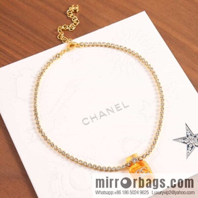 New ☑️ Chanel double c orange yellow perfume bottle necklace