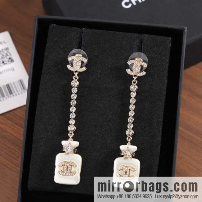New ☑️ CHANEL CHANEL c2 double c perfume bottle stud earrings