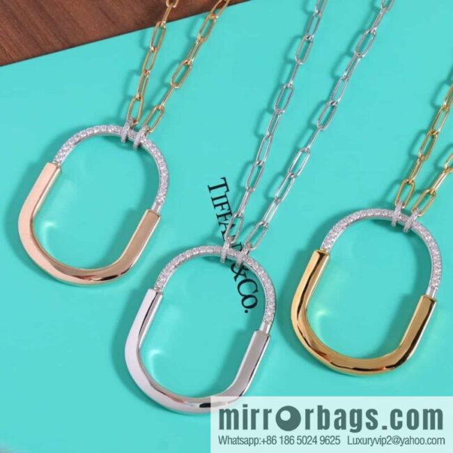 Tiffany Lock Half Diamond Lock Head Necklace