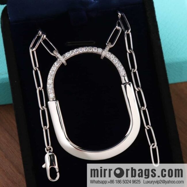 Tiffany Lock Half Diamond Lock Head Necklace