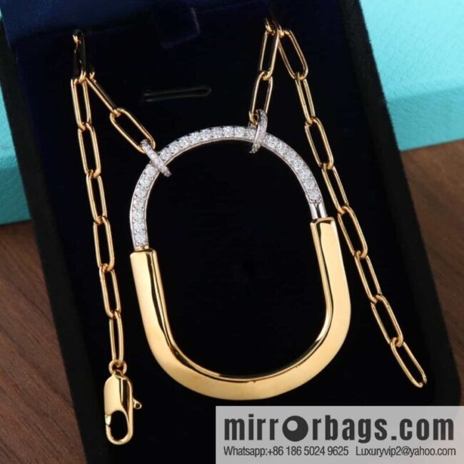 Tiffany Lock Half Diamond Lock Head Necklace