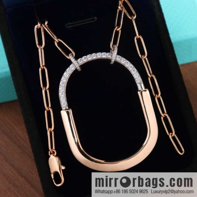 Tiffany Lock Half Diamond Lock Head Necklace