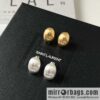 Saint Laurent Silver YSL Brushed Oval Stud Earrings