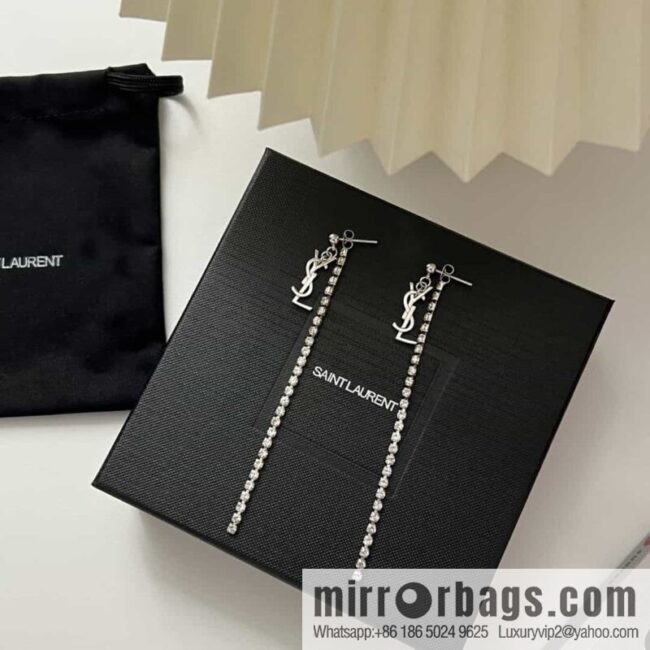 Saint Laurent YSL fringed diamond stud earrings