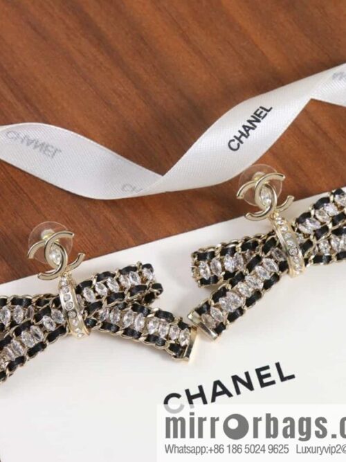 wsxc1684332573576_0-800x800vtjue0tt5w5171533_20250705213830.jpg New ☑️ Chanel double c black leather rope bow stud earrings
