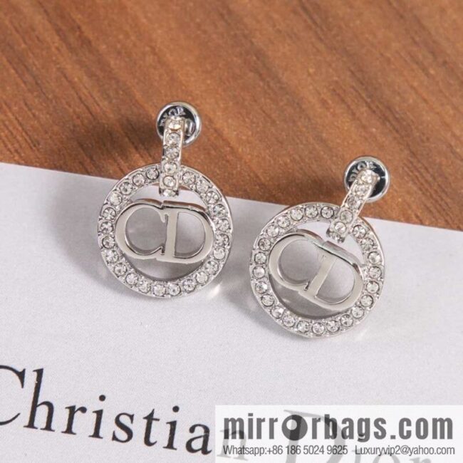 New ☑️ DIOR silver diamond CD stud earrings