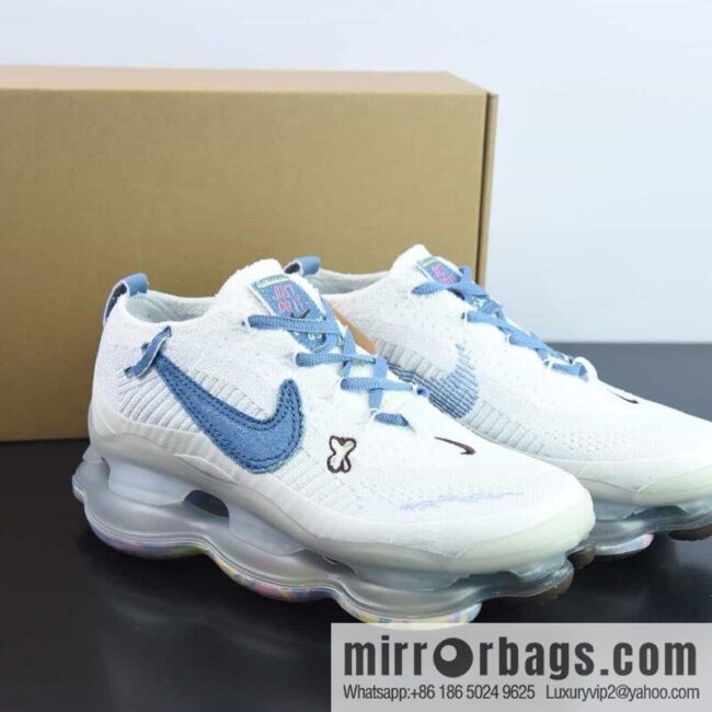 Nike Vapor Max white and blue, steam air cushion jogging shoes, item number: FJ7736-141