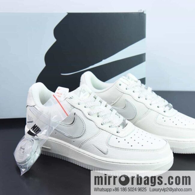 Nike Air Force 1 \'07 Low \"Beige/Sliver\" Air Force One \"leather (fabric) meter silver five bars\" low-top sneakers item number: BS9055-730