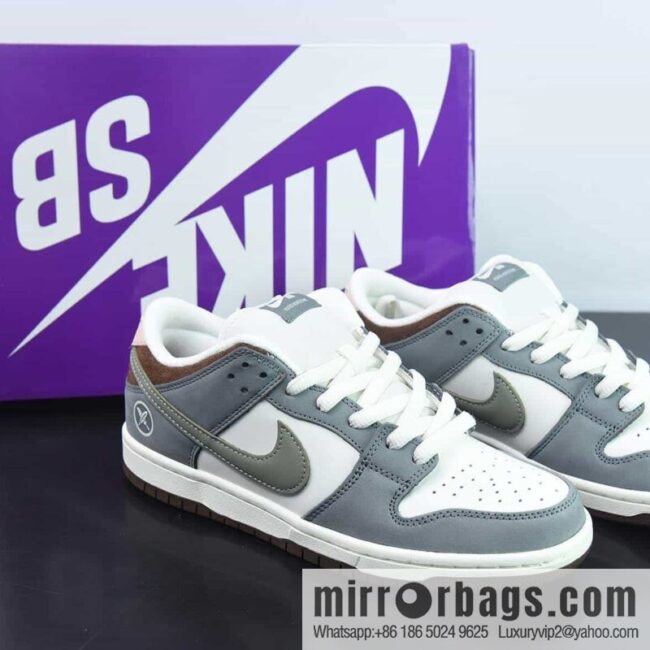 Nike Dunk Low ✖ Yuto Horigome Co-branded Gray and White Feather Low Top Sneakers Part Number: FQ1180 001