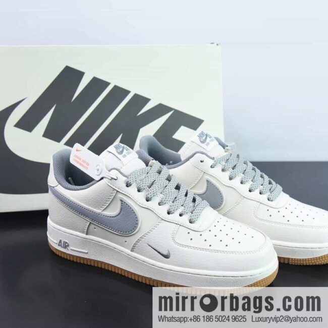 NK Air Force 1 \'07 Low \"Milky White/Grey/Gum\" Air Force One Classic Low Top Versatile Casual Sports Board Shoes \"Milk White Grey Small Hook Gypsy Raw Rubber Bottom\" Item Number: HD1689-102