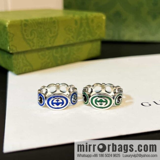 New Gucci Gucci letter double G enamel drip ring