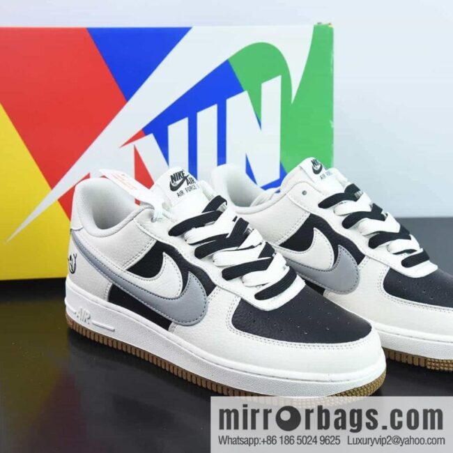Nike Air Force 1 \'07 Low \"85 Double Swoosh/Beige/Black/Grey\" Air Force One \"leather (fabric) beige black and white gray double hook chemical\" CC2569-077