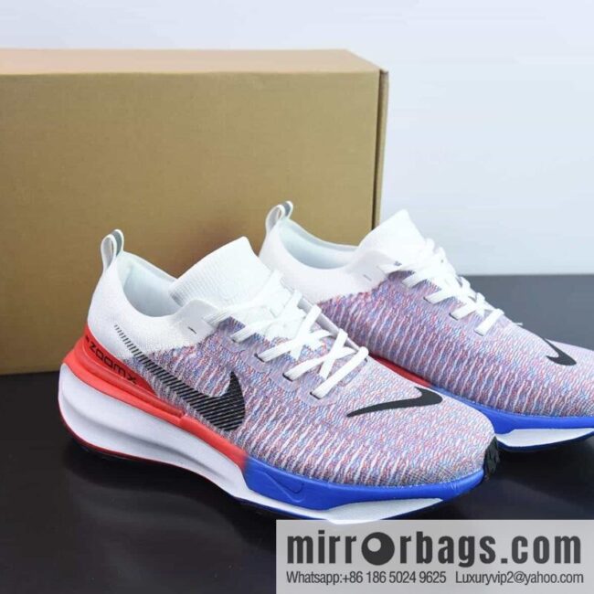 Nike ZoomX Invincible Run Flyknit 3 🥰 Unbeatable 3rd Generation Series Lightweight Flying Weaving Low Top Knitting Black and White Red Sapphire Blue gradual change \"FJ3889-100