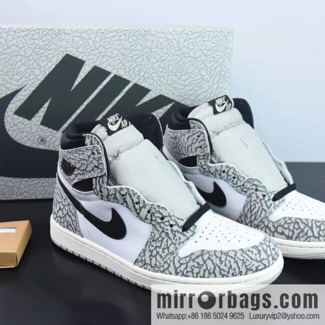 Air Jordan1 AJ1 Jordan 1st generation high-top basketball shoes/black and white gray, burst pattern, elephant pattern, item number: DZ5485-052