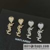 Saint Laurent YSL Love Peach Heart Full Diamond Stud Earrings