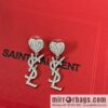 Saint Laurent YSL Love Peach Heart Full Diamond Stud Earrings