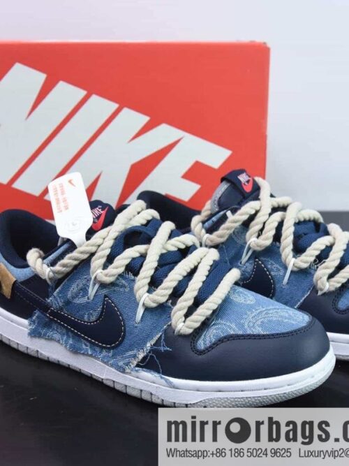 wsxc1685803060160_4-800x8004fxxu22i2ja208897_20250709083211.jpg Nike Dunk Low SB low-top skate shoes/denim blue cashew nuts, straps, custom version