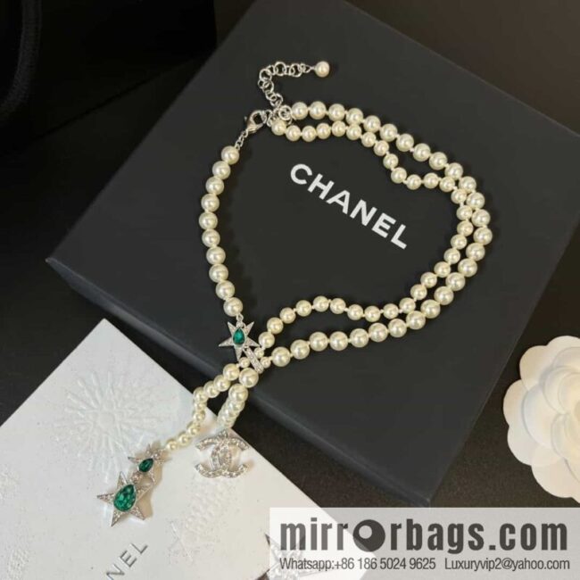 New ☑️ Chanel Tassel Star Emerald Pearl Necklace