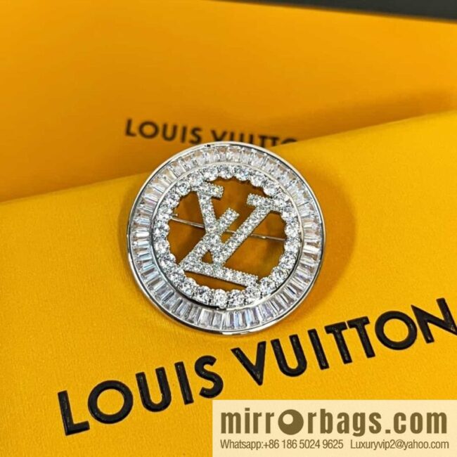 Louis Vuitton Medieval Full Diamond LV Letter Brooch