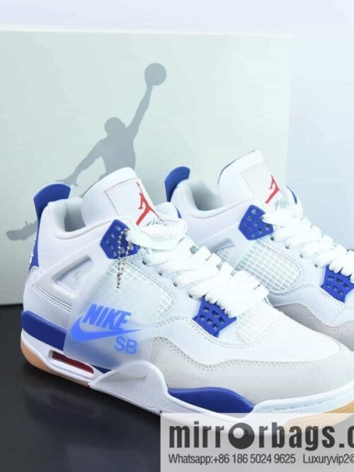Air Jordan 4 Retro AJ4 white and blue raw rubber sneakers Part Number: DR5415 105