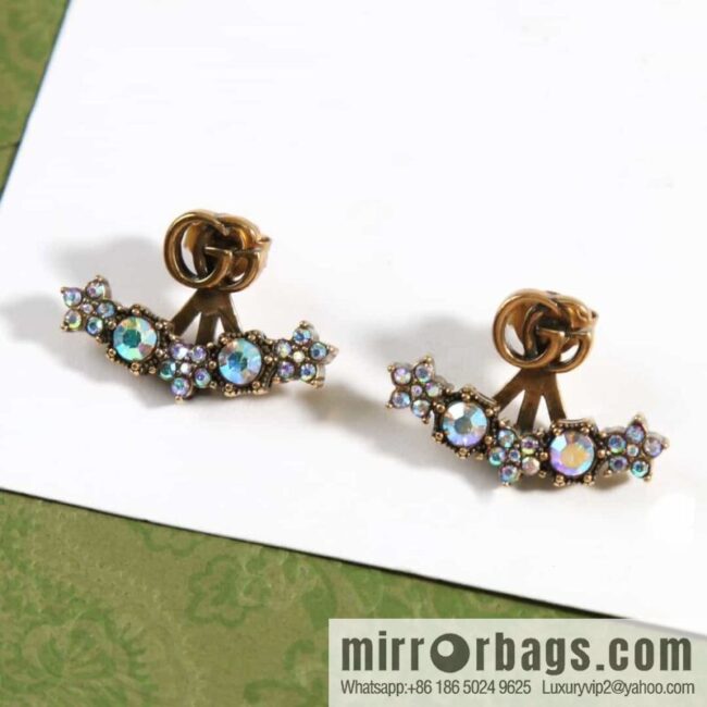 New Gucci Gucci double G full diamond stud earrings