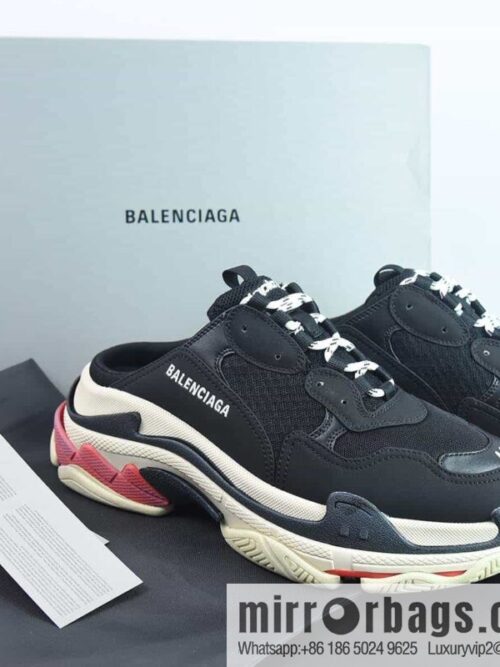 wsxc1687185764719_4-800x800uizkvtstddd204760_20250709064404.jpg Balenciaga Balenciaga Triple S Fabric, Logo Embroidery Fashion Sandals, Men\'s, Balenciaga Half Slippers Black and Red