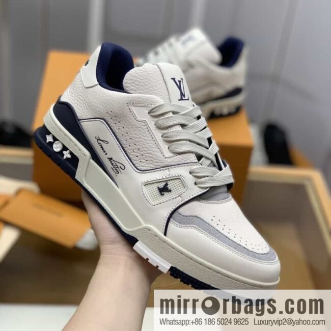 LV Louis Vuitton uses white calfskin to make His & Hers sports and leisure shoes