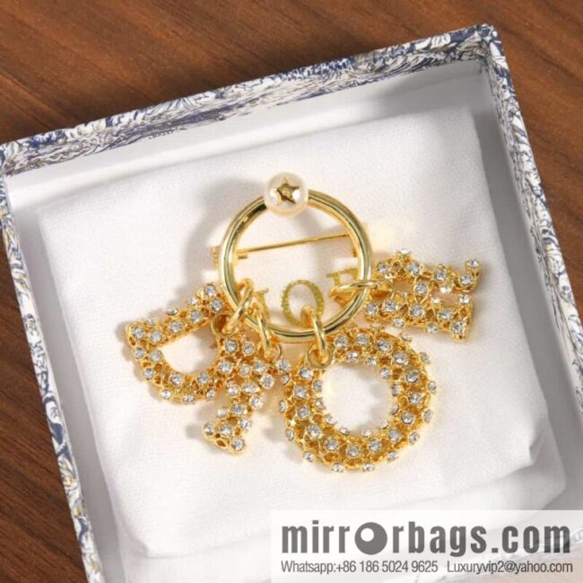 New ☑️ Dior hollowed out full diamond tassel letter brooch