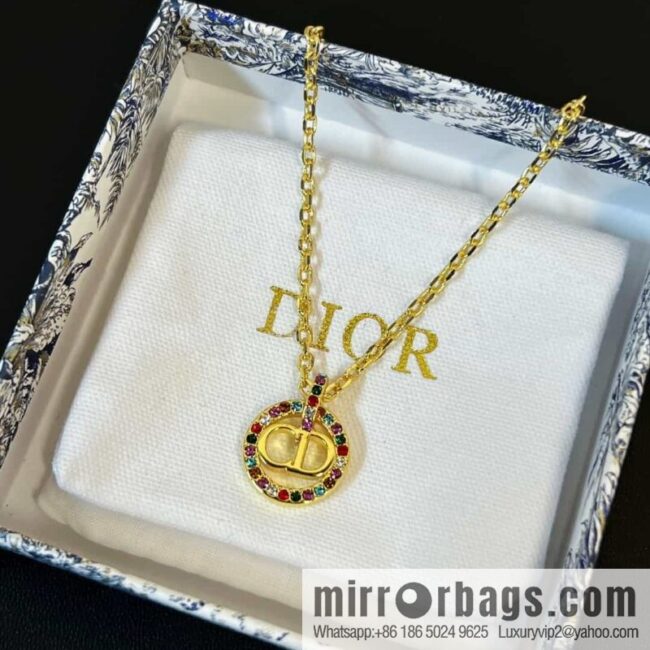 New ☑️ DIOR Diamond Round CD Necklace