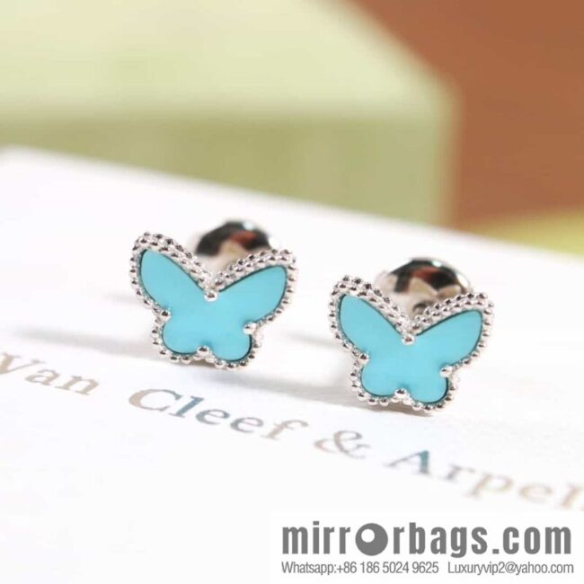 Van Cleef & Arpels Sweet Alhambra mini turquoise butterfly necklace, bracelet, stud earrings