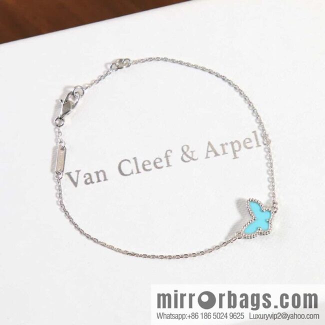 Van Cleef & Arpels Sweet Alhambra mini turquoise butterfly necklace, bracelet, stud earrings