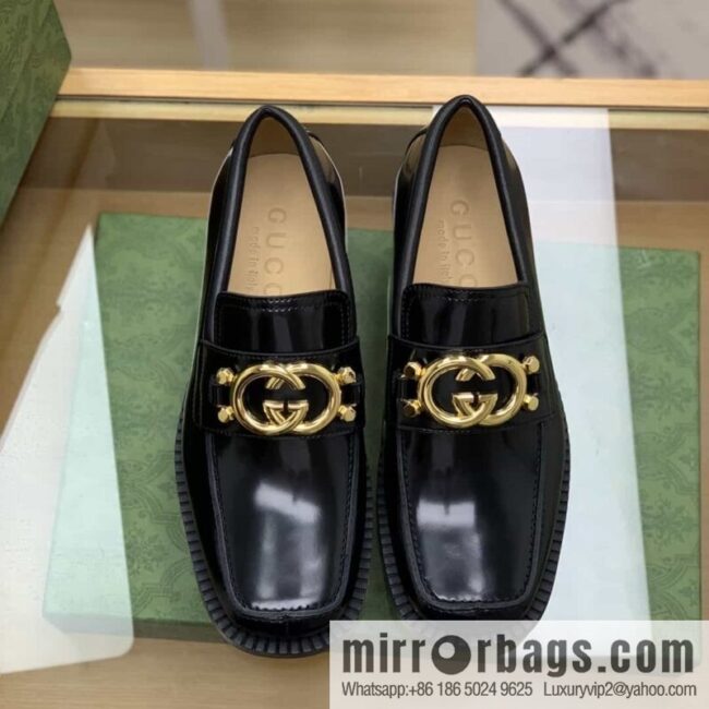 Gucci Gucci uses black smooth cow leather (fabric) carefully made men\'s loafers