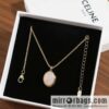 New ☑️ Celine oval black agate white shell necklace