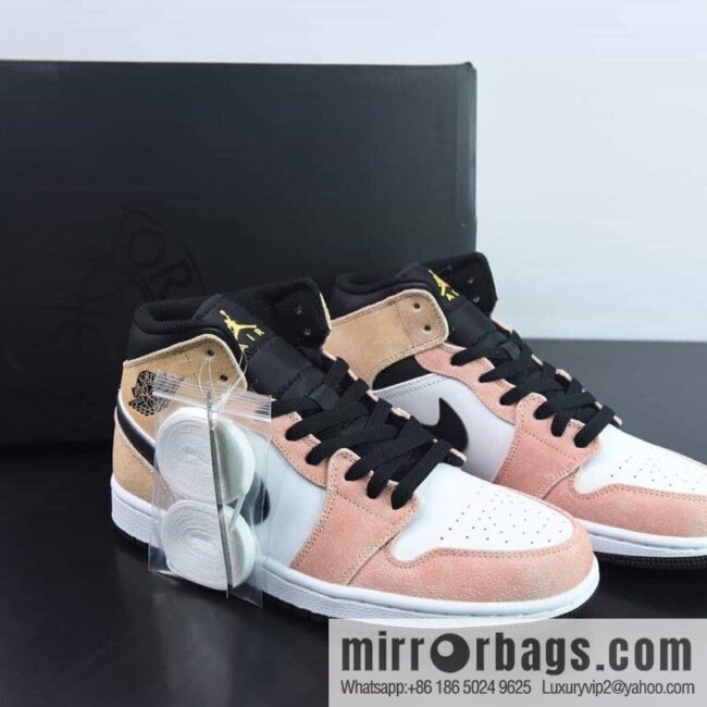 Air Jordan 1 Mid help basketball shoes, naked pink white, item number: DX4332-800