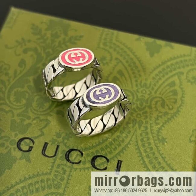 New Gucci Gucci letter double G enamel drip ring