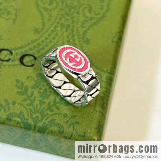 New Gucci Gucci letter double G enamel drip ring