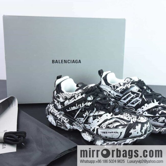 BALENCIAGA Track Mule Clear Sole Sneakers 3.0 Pure original version, no light, graffiti black and white sneakers