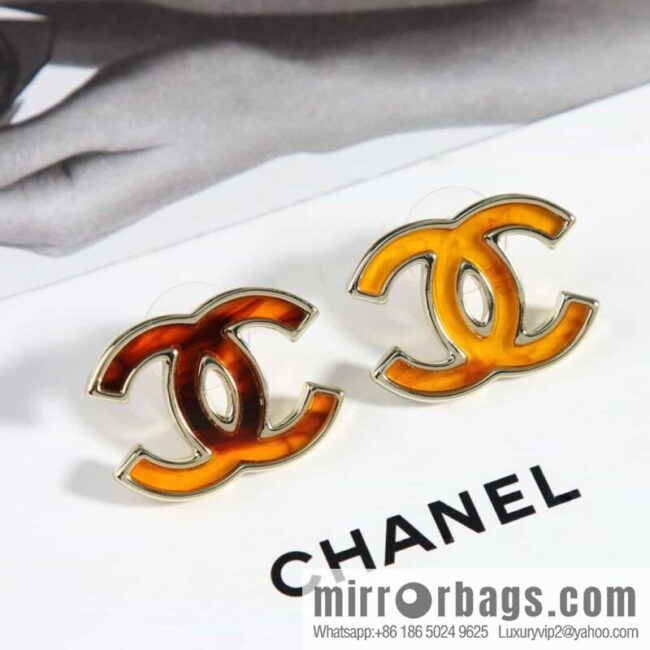 New ☑️ Chanel C1 double c three-color stud earrings