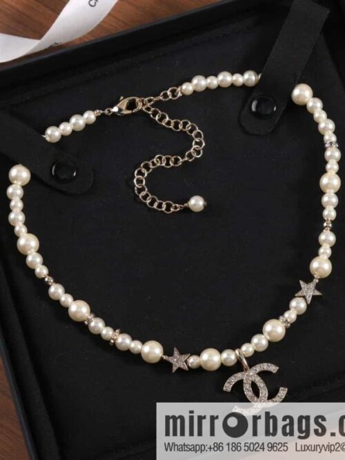 wsxc1689089722999_0-800x800kmwfpjwrozh158299_20250705140027.jpg New ☑️ Chanel Full Diamond Double C Pentagram ⭐ Pearl Necklace Necklace