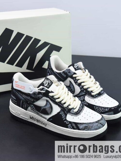 wsxc1689089767376_4-800x800b5f3c1sijza197592_20250709032617.jpg Nike Air Force 1 Low \'07 \"Graffiti Black and White Wednesday American Drama\" Low Help Air Force No. 1 Casual Board Shoes, Item Number: FB0607-011