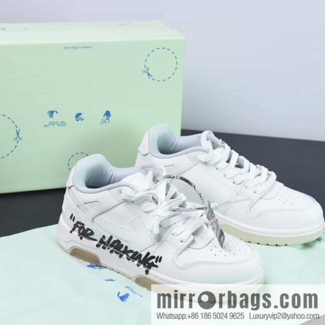 OFF-WHITE Out Of Office series low-top Vintage versatile casual sports shoes \"leather (fabric) pure white arrow letter graffiti\"