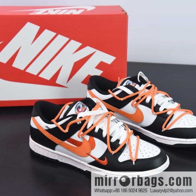 Nike SB Dunk Low three hook deconstruction drawstring shoelace black and white orange, item number: FD4623 144