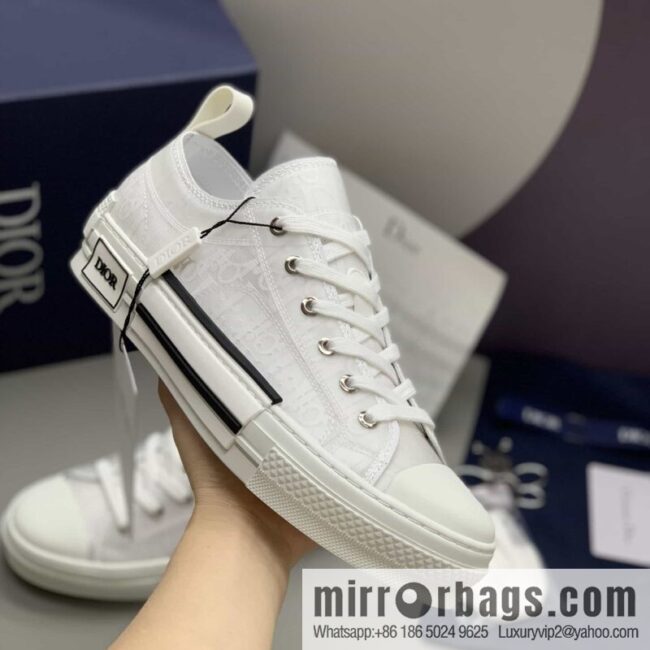 Dior Unisex low-top shoes with clear mesh fabric inserts and grey Oblique printed canvas