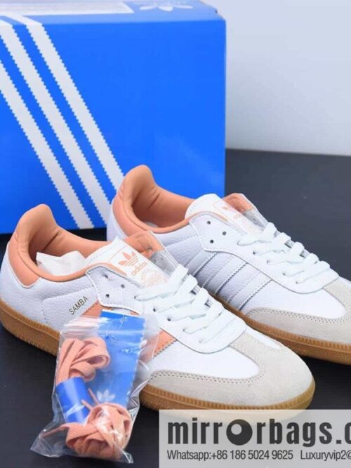 wsxc1689520438652_4-800x800lkz3kcd4ggj197032_20250709031240.jpg Adi AD Clover Adidas Originals Samba OG Samba Dance Series Gentleman\'s German Training Football Style Versatile Low Top Casual Sports Board Shoes \"leather (fabric) white light gray orange pink raw rubber sole\" Item number IG5932