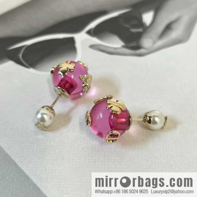 New ☑️ DIOR pearl pink bead stud earrings