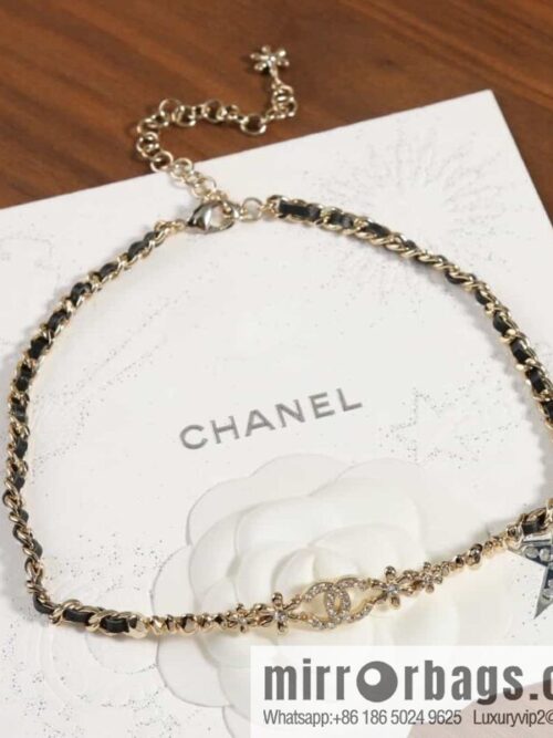 wsxc1689687263635_0-800x8004a3tvqb100d158143_20250705135617.jpg New ☑️ Chanel Double C Square Flower Black Leather Rope Necklace Necklace