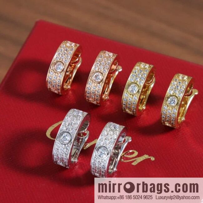 Cartier LOVE series, Gypsy full diamond stud earrings