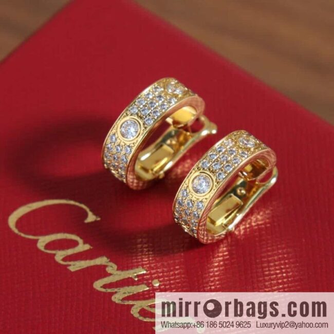 Cartier LOVE series, Gypsy full diamond stud earrings